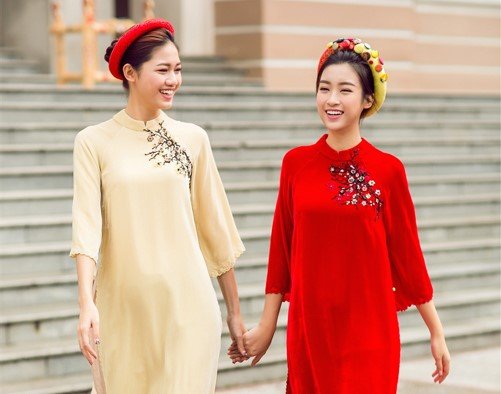 Miss Vietnam 2016 Do My Linh, 1st Runner Thanh Tu in beautiful Ao Dai of Thuy Design House